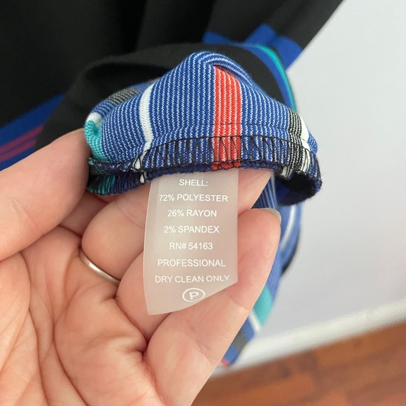 Calvin Klein Black Multicolor Striped Sheath A Line Dress Women's Size 6 - Picture 7 of 9